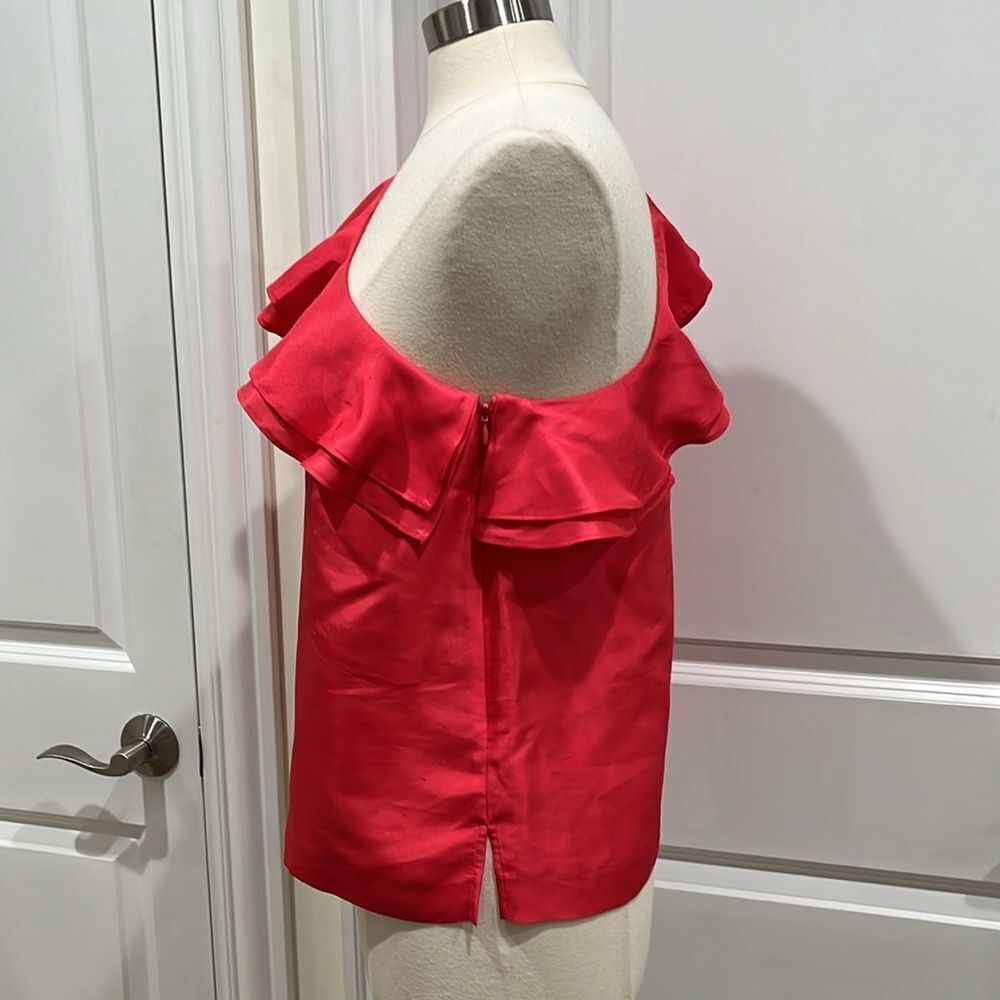 New! J. Crew One Shoulder Silk Shantung Top Pink Size 8 NWT - Picture 6 of 15